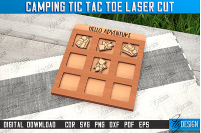 Camping Tic Tac Toe | Wooden Game Design | Adventure Vibes | CNC File
