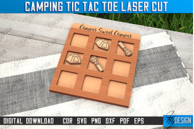 Camping Tic Tac Toe | Wooden Game Design | Adventure Vibes | CNC File