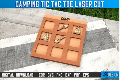 Camping Tic Tac Toe | Wooden Game Design | Adventure Vibes | CNC File