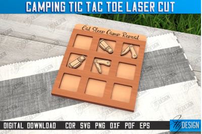 Camping Tic Tac Toe | Wooden Game Design | Adventure Vibes | CNC File