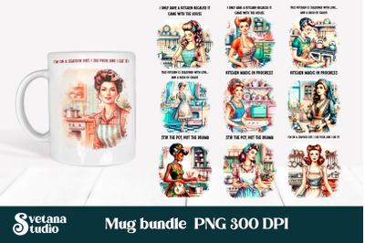 Sarcastic retro woman mug wraps bundle