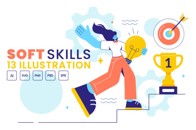 13 Soft Skills Vector Illustration