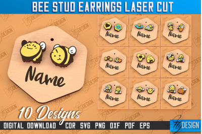 Honey Bee Stud Earrings Bundle | Jewelry Design | CNC File