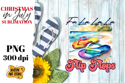 Christmas in July sublimation. Summer flip flops sublimation