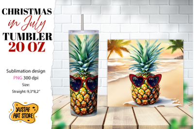 Christmas in July tumbler sublimation. Pineapple sublimation