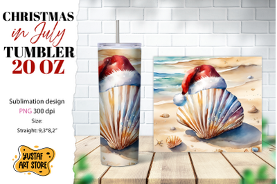 Christmas in July tumbler sublimation. Sea shell sublimation