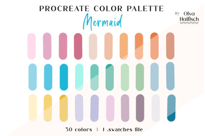 Cute Aquatic Procreate Color Palette. Summer Pastel Swatches