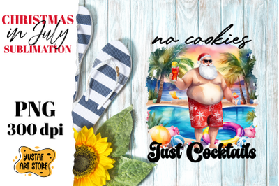 Christmas in July sublimation. Santa Claus on the beach