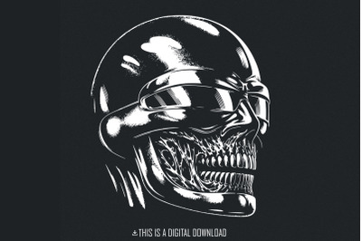 Futuristic Skull Art PNG, Cyberpunk Skull Design, Sci-Fi Horror Digital Art, Black and White Skull, Dark Aesthetic, Unique Gift, Digital