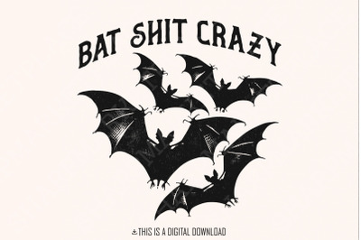 Halloween Bat Shit Crazy Gothic Coquette Bow Png, Retro Halloween Png, Sublimation Designs, Spooky Season Png, Funny Halloween Png, Bat Png