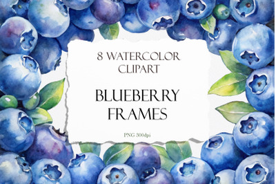 Watercolor Blueberry Frames PNG Clipart