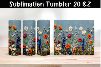 Embroidered flowers Tumbler Wrap 20 oz