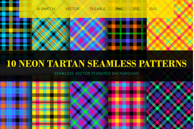 Neon Tartan Seamless Patterns