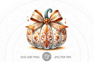 Pumpkin with Coquette Bow | glitter sublimation