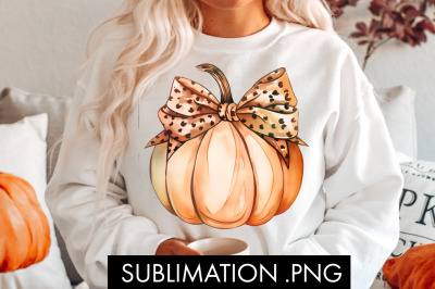 Coquette Fall Pumpkin Bow Halloween PNG Sublimation