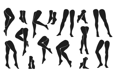 Woman legs silhouette. Female leg sensual dance model, woman foot in t