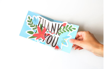 Print and Cut Floral Thank You Pop Up Card | SVG | PNG | DXF