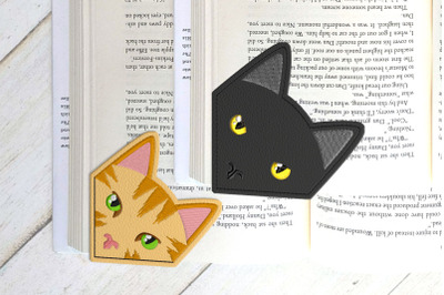 ITH Realistic Cat Face Corner Bookmark | Applique Embroidery