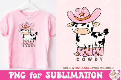 Cowdy Png, Cute cow png Sublimation, Trendy cow png design for sticker