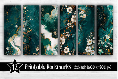 Marble Bookmarks Printable 2x6 inch