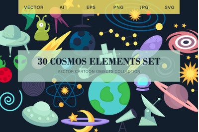 Cartoon Cosmos Elements Set