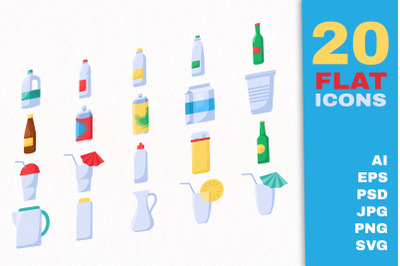 Drink Container Icons Set