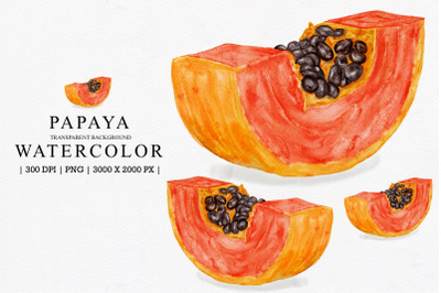 Papaya Watercolor Illustarion Clipart