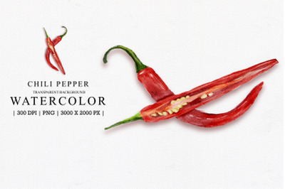 Chili Pepper Watercolor Illustration Clipart