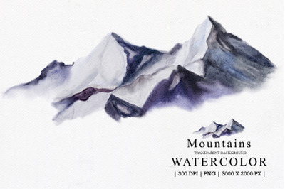 Mountains Watercolor Illustration Clipart