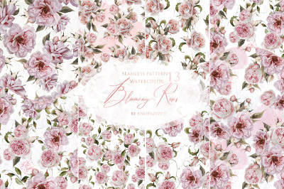 13 Seamless Pattern Watercolor Roses