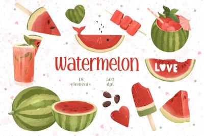 Watermelon Clipart, Watermelon Picnic, Watermelon party, Summer Fruit