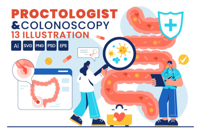 13 Proctologist or Colonoscopy Illustration