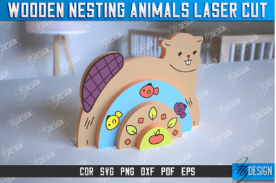 Wooden Nesting Beaver | Rainbow | Educational Game | CNC