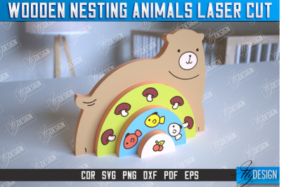 Wooden Nesting Bear | Rainbow | Educational Game | CNC