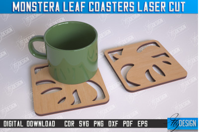 Monstera Leaf Coasters | Cup Coasters | Wooden Monstera Leaf | Rustic