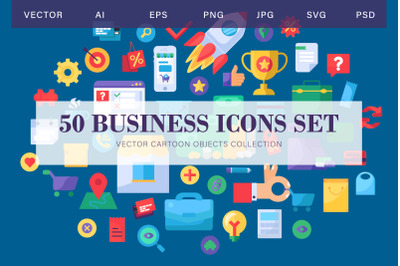 Business Cartoon Flat Icons Set