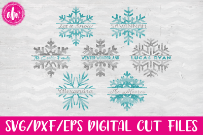 Split Winter Snowflake Set #1 -SVG, DXF, EPS Digital Cut Files