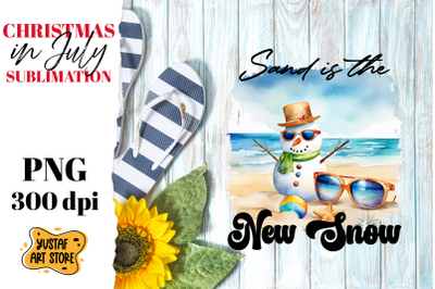 Christmas in July sublimation. Sandman on the beach