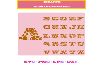 GIRAFFE ALPHABET SVG SET SVG CUT FILE