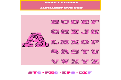 VIOLET ALPHABET SVG SET SVG CUT FILE