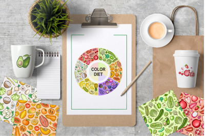 Color diet infographics and patterns