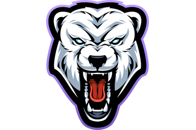 Polar bear head esport mascot logo design