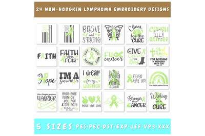 Non-Hodgkin Lymphoma Embroidery Designs Bundle - 24 Designs