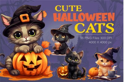 Cute Halloween cats. TShirt Sticker.