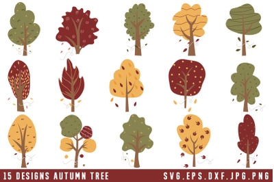 Autumn Tree Clipart SVG Bundle| Cute Cartoon Tree SVG