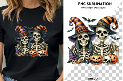 Skeleton Couple Digital Print, PNG Design for Card Making, Spooky Skel