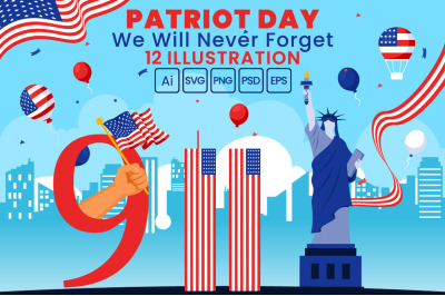 12 USA Patriot Day Illustration