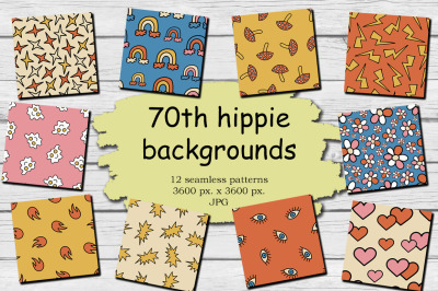 70s Hippie Backgrounds Digital Paper Pack