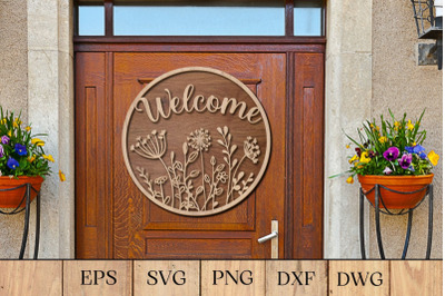 Welcome Flowers Door Sign Laser Cut