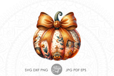 Pumpkin With Coquette Bow, Pumpkin Pattern, Fall Coquette Bow